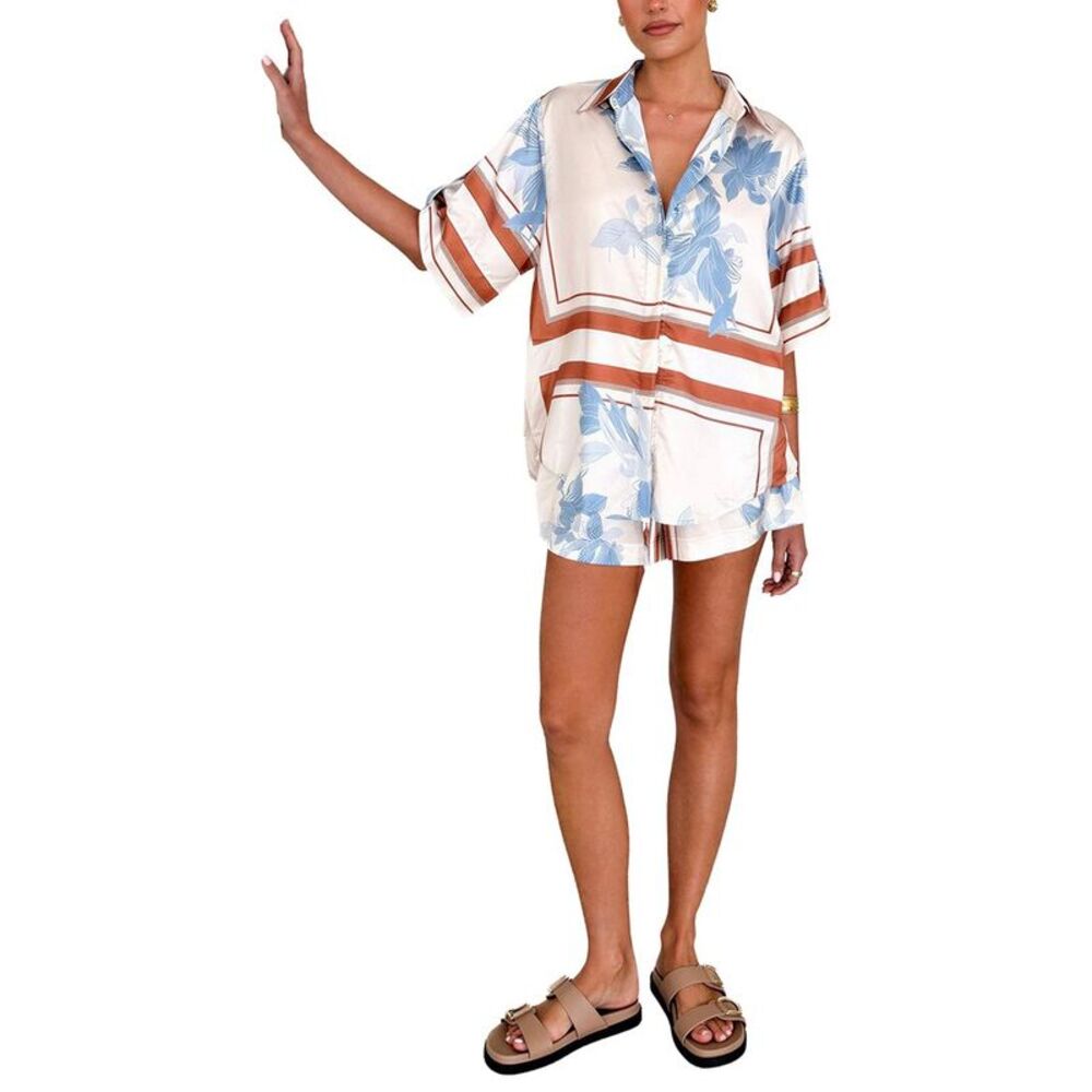 Leon Gori Womens Leon 2Pc Shirt & Short Set